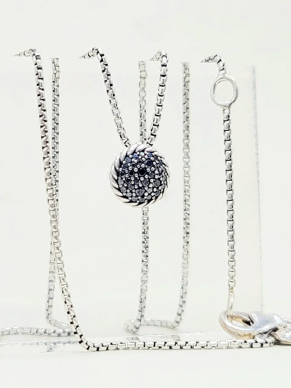 David Yurman Chatelaine Pendant Necklace w/ Pavé Black Diamonds - 17